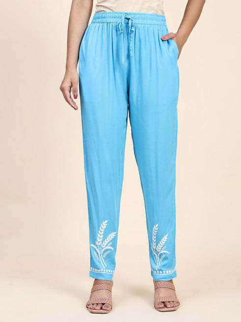 Fizaa Chikankari Short Modal Kurta Set - Blue